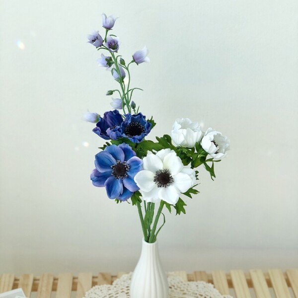 싱그러운 집,아네모네 조화 캄파눌라 은방울 가지 고급 실크플라워 꽃장식 꽃꽂이 꽃다발 인테리어 소품