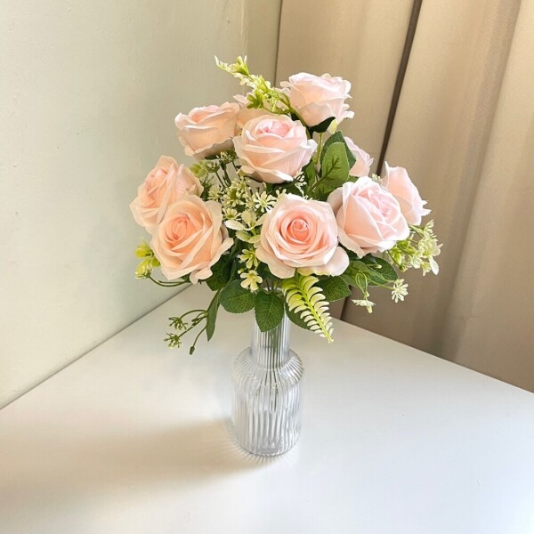 싱그러운 집,하젤 장미 꽃다발 - 풍성한 꽃송이 매장 홈인테리어 조화 장식 선물용