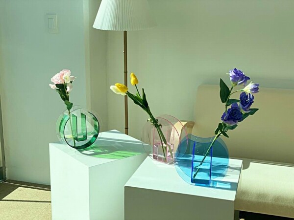 싱그러운 집,아크릴화병 소품 투명 인테리어꽃병 데코 3종