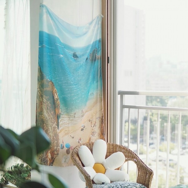 싱그러운 집,페피타 해변 쉬폰 포스터 패브릭 여름 휴양지 바다 비치 자연 벽장식 썸머